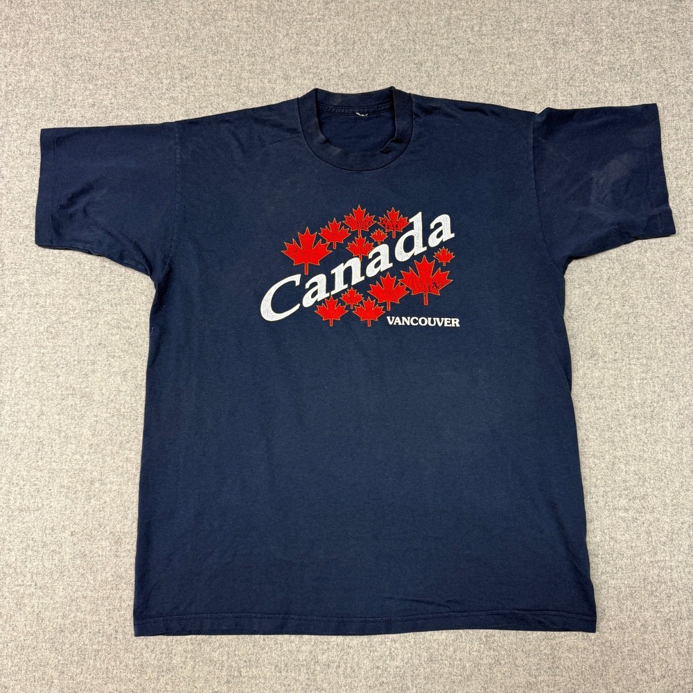 Unbranded | Canada Vancouver Graphic T-Shirt | XL | Navy Blue | Maple Leaf Print